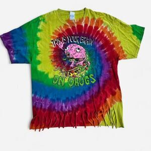 Rainbow tie dye graphic tee with
